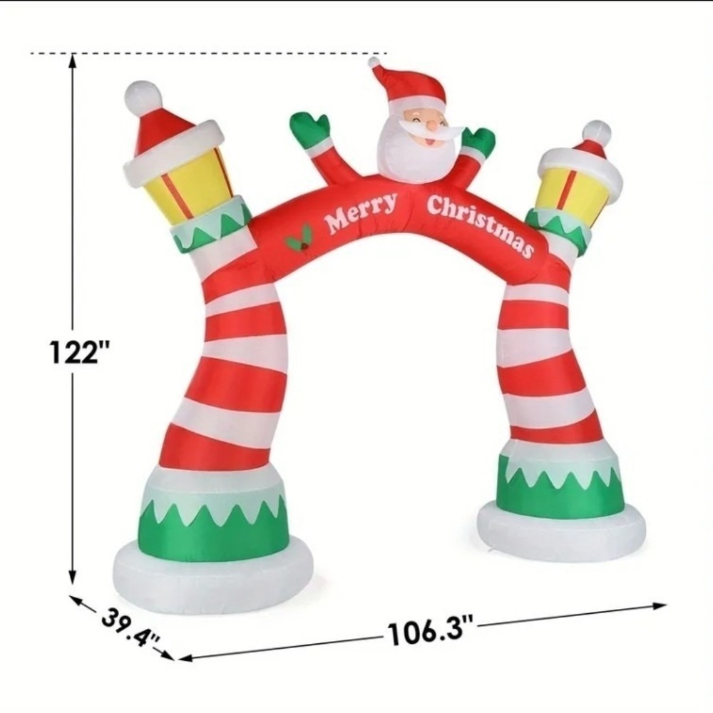 Giant‎ 10ft Lighted Santa Christmas Arch Inflatable Outdoor Yard Entryway Decor - Picture 2 of 4